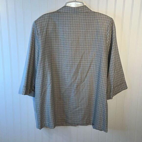 Vintage Alice Stuart One Button Blazer Jacket Women's size X-Large Tan Check - Picture 8 of 12